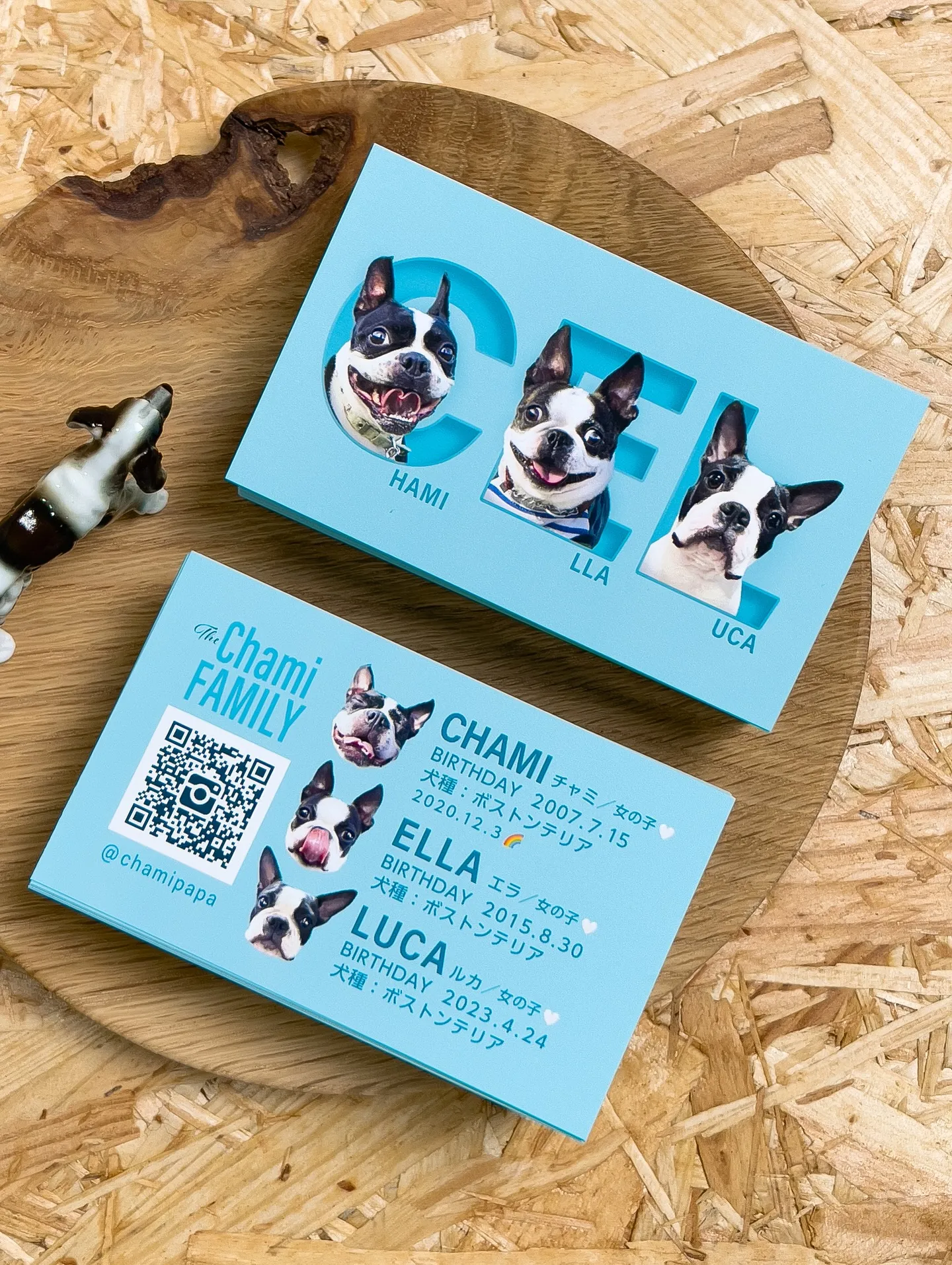 【うちの子名刺／アルファベットART／3頭デザイン】