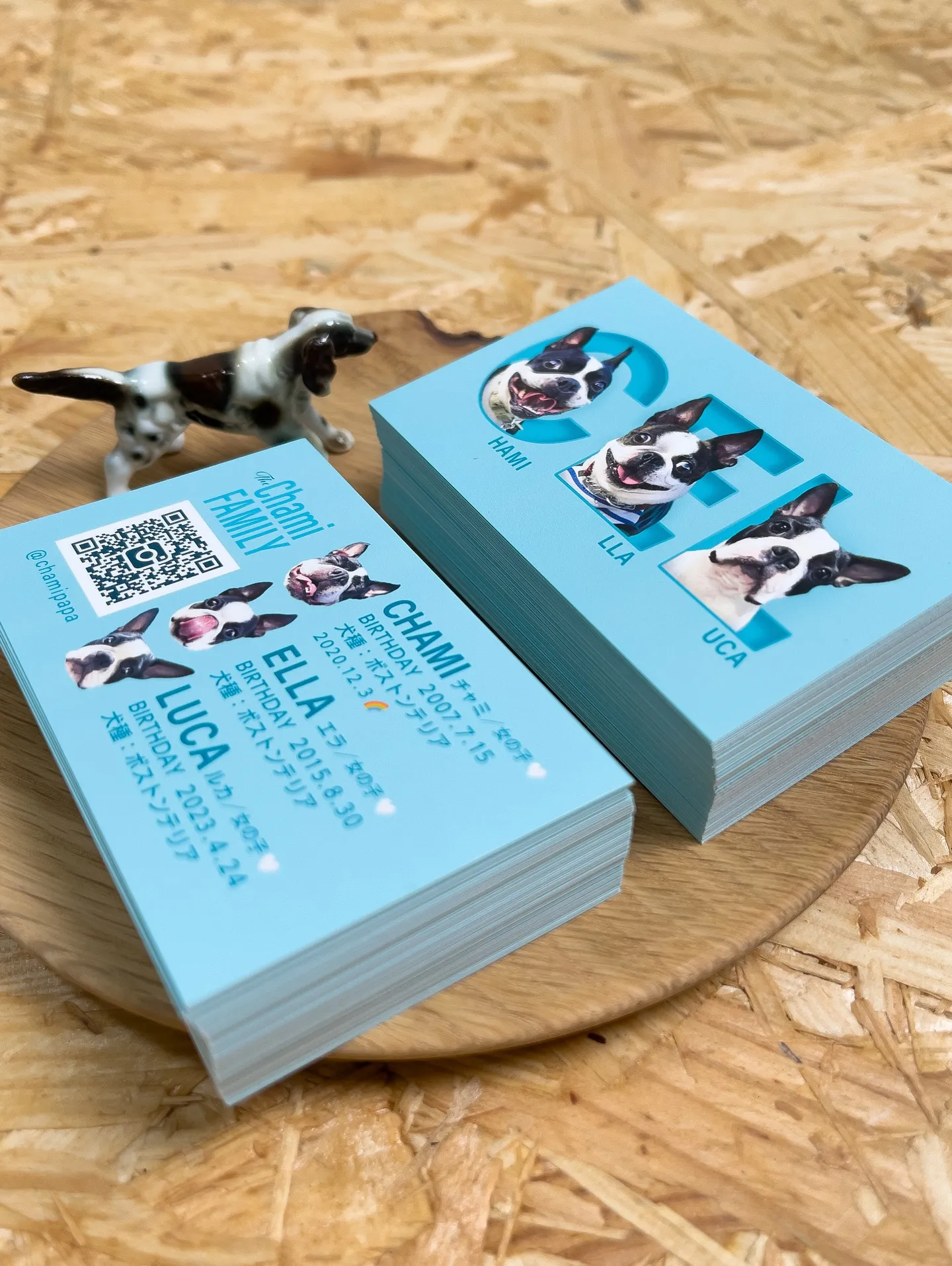 【うちの子名刺／アルファベットART／3頭デザイン】