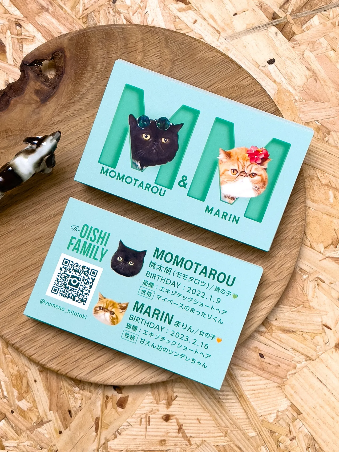 【うちの子名刺／アルファベットART／2頭デザイン】