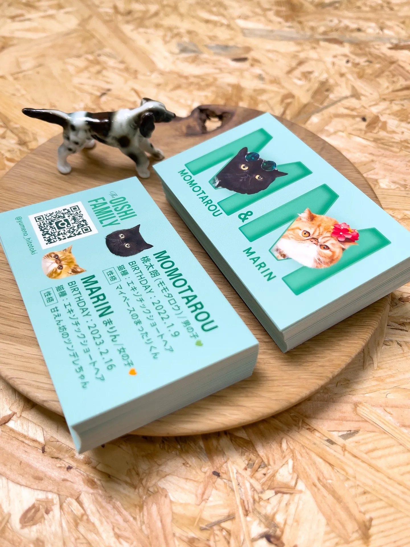 【うちの子名刺／アルファベットART／2頭デザイン】