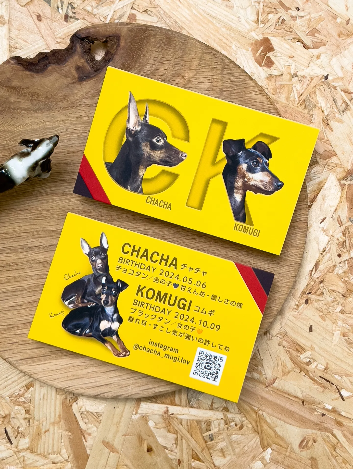 【うちの子名刺／アルファベットART／2頭デザイン】