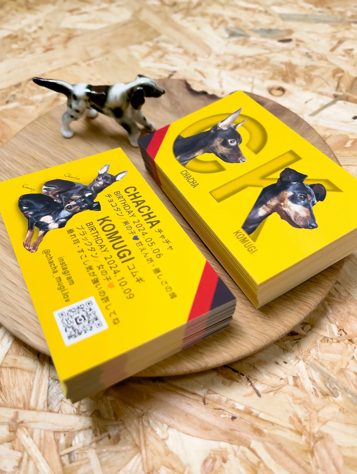 【うちの子名刺／アルファベットART／2頭デザイン】