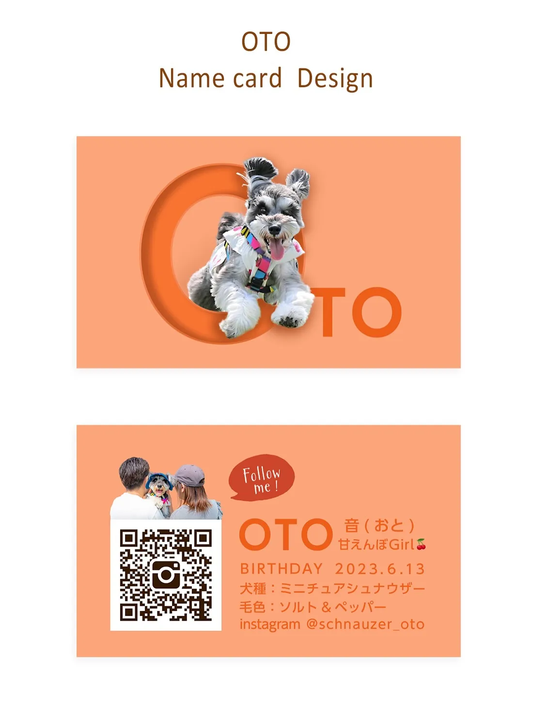 【うちの子名刺／アルファベットART／1頭デザイン】