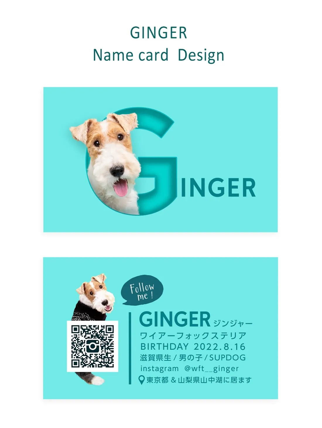 【うちの子名刺／アルファベットART／1頭デザイン】