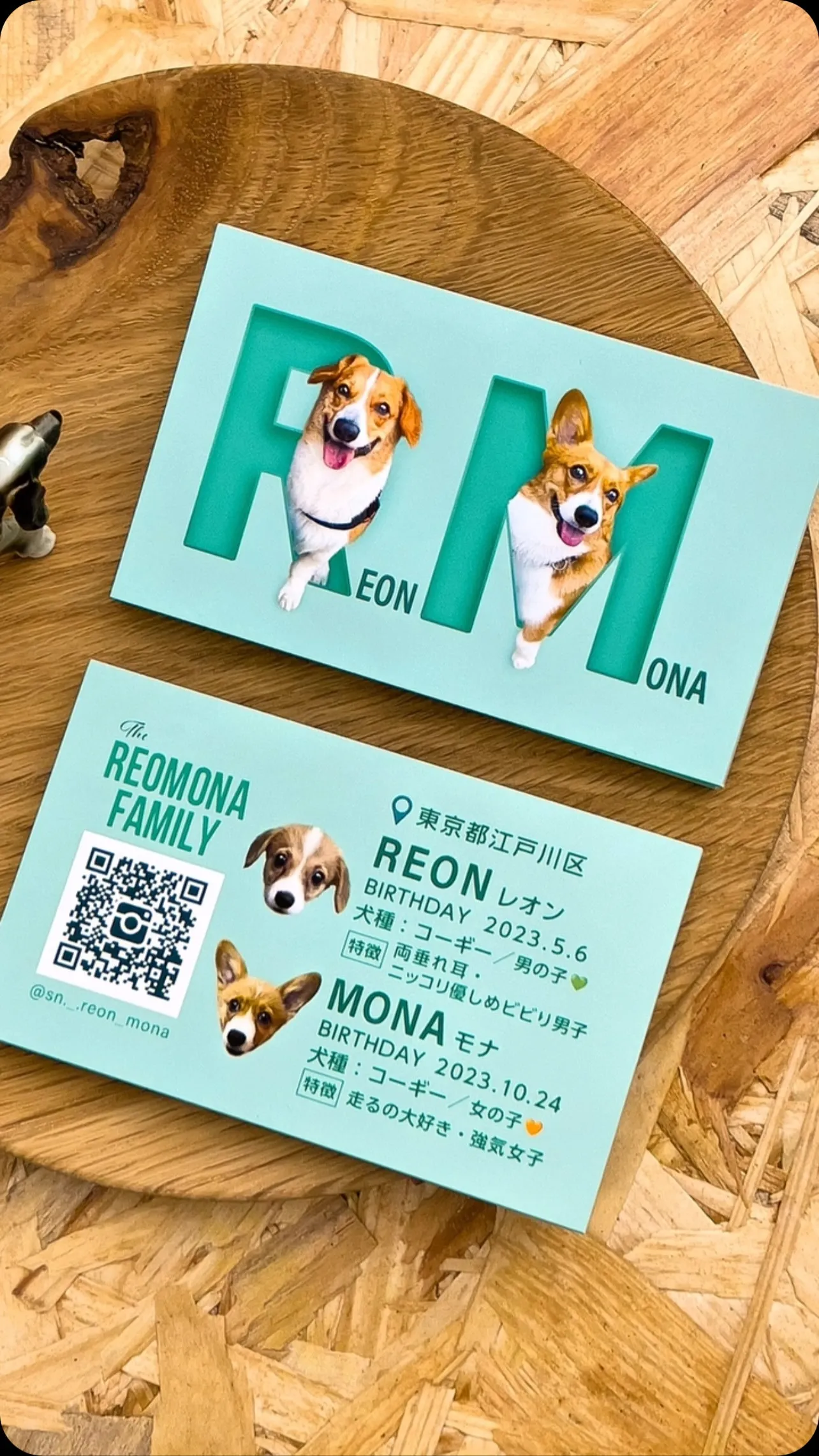 【うちの子名刺／アルファベットART／2頭デザイン】