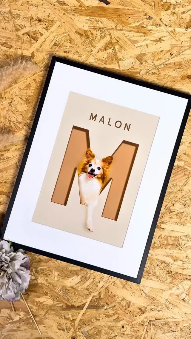 【アルファベットARTポスター／A4額縁／1頭デザイン】